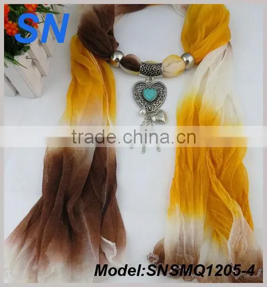 Latest fashion new design peach heart pendant scarf