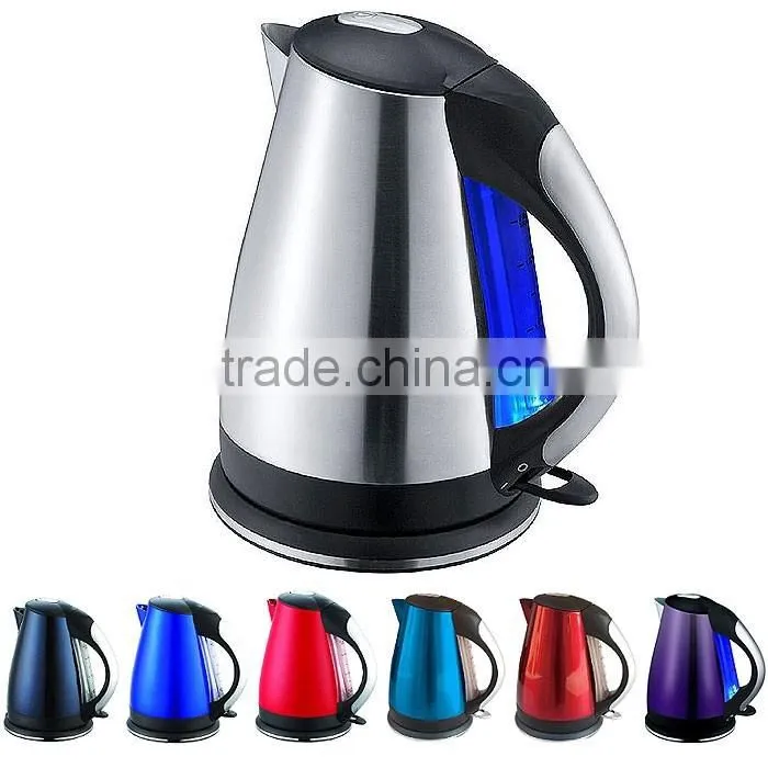 stainless steel cordless colourful electric tea kettle with timer