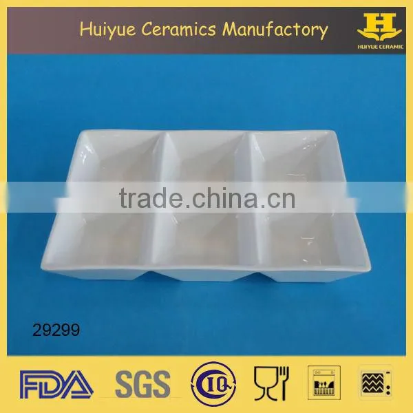 Ceramic plates with 6 compartment, porcelain hotel serving plate