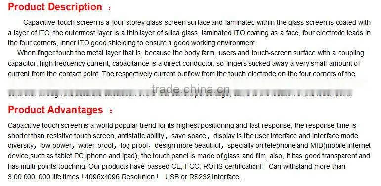 China supplier !!!32 inch projected capacitive touch screen with 10 mutil points
