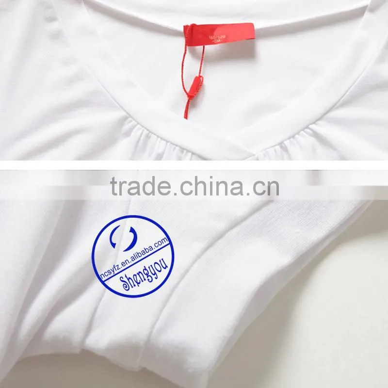Custom 100% cotton jersey printed short sleeve white maternity t shirt