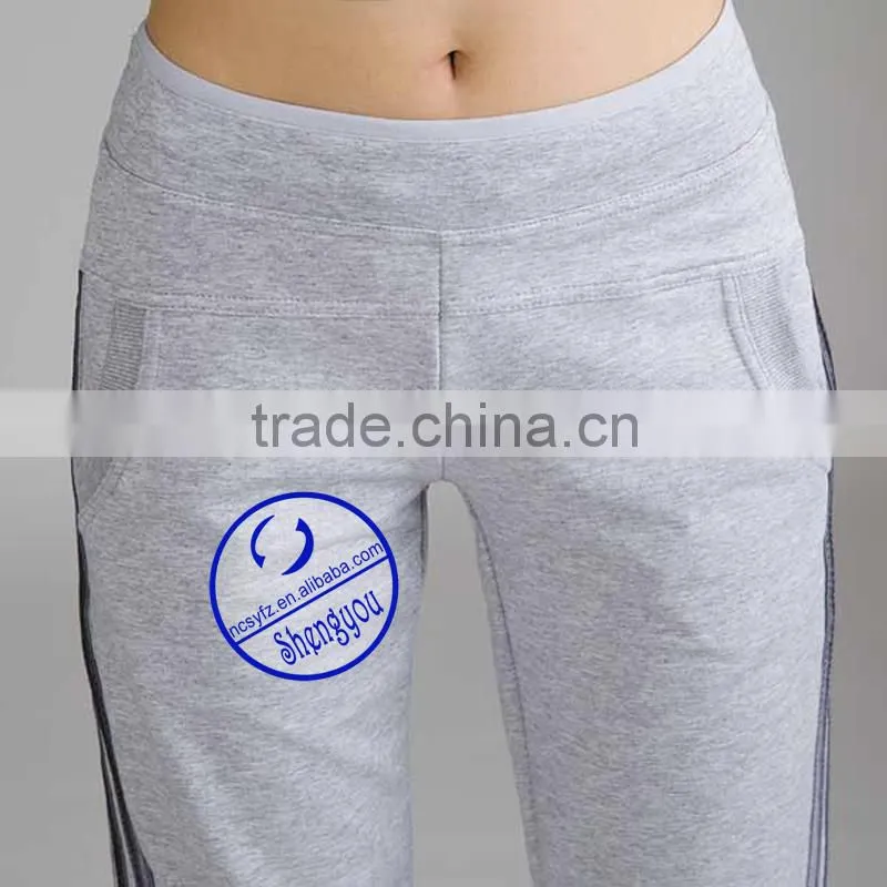 Wholesale custom cotton womens plain grey trasksuit joggers pants