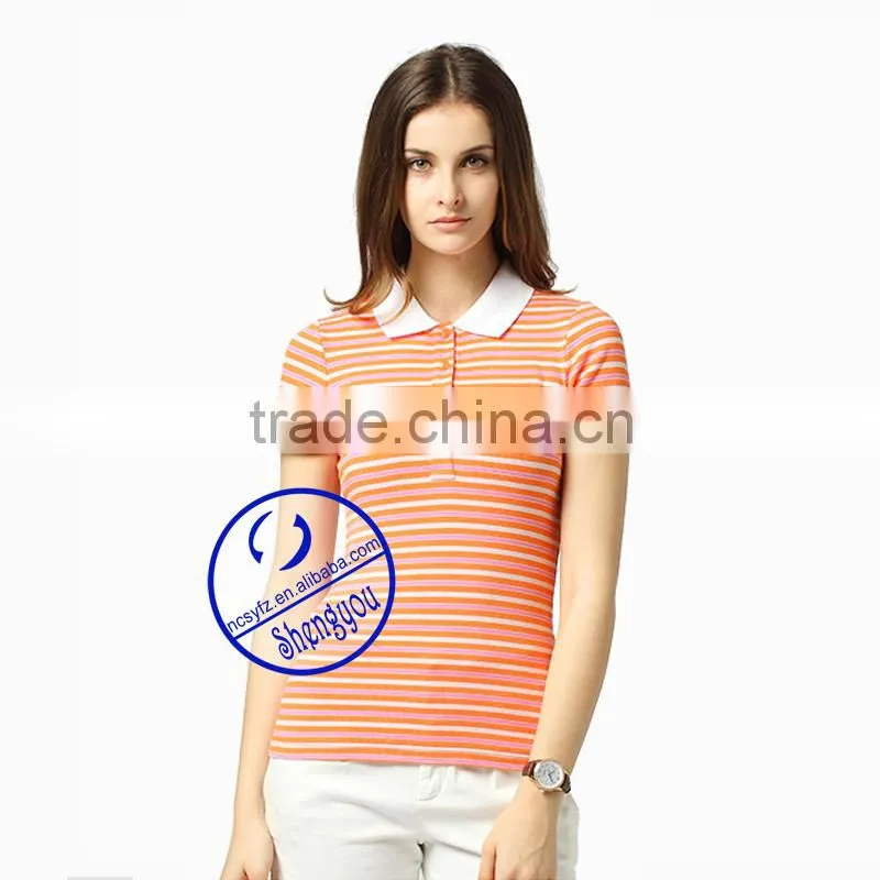 100 cotton yarn dyed women polo shirt manufactures in china