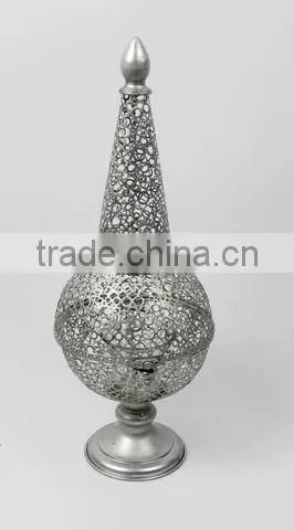 100199SA- metal cage candle lantern w/tapered top
