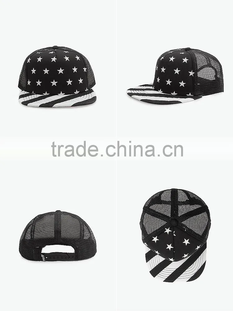 flat brim 5panel custom trucker hats with mesh
