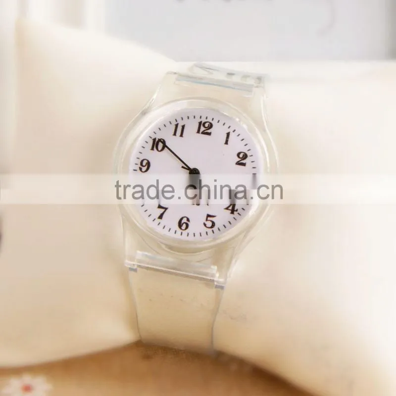 Stock!Fashion High Quality New Arrival Cheap Simple Transparent Plastic Wrist Watch for Gift