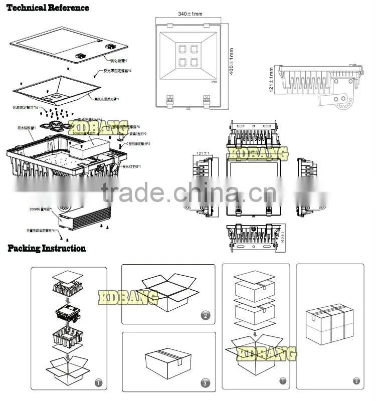 Hotel outdoor lighting Cree LED flood lights 200w