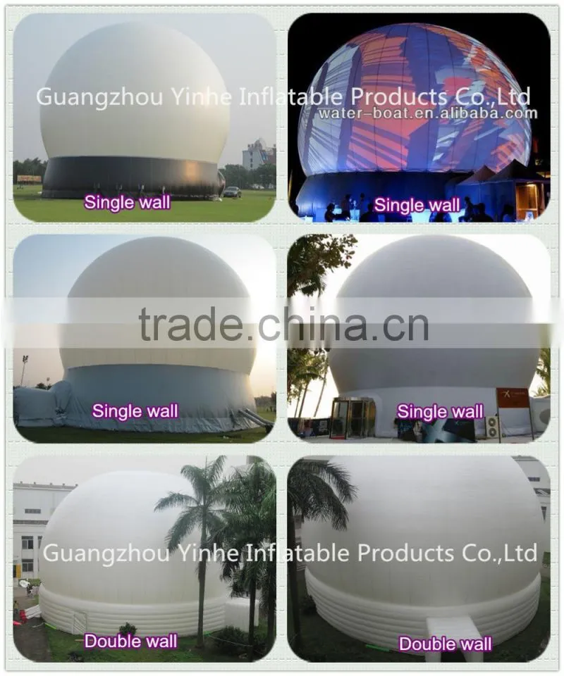 Giant white inflatable marquee projection tent, inflatable sphere dome for parties and events