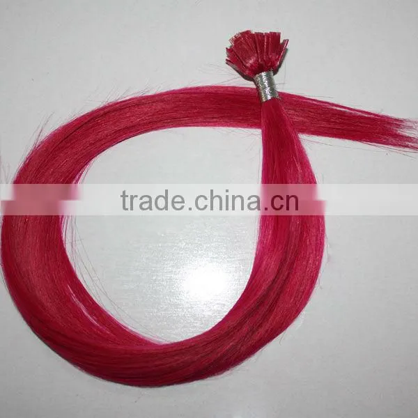 2013 Beauty Fire red Bright color remy flat tip hair extensions wholesale 18inch 1grams strand color 60