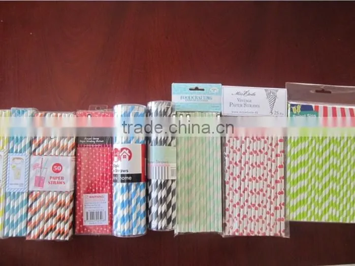 6*197mm straight paper drinking straws with lovely pattern