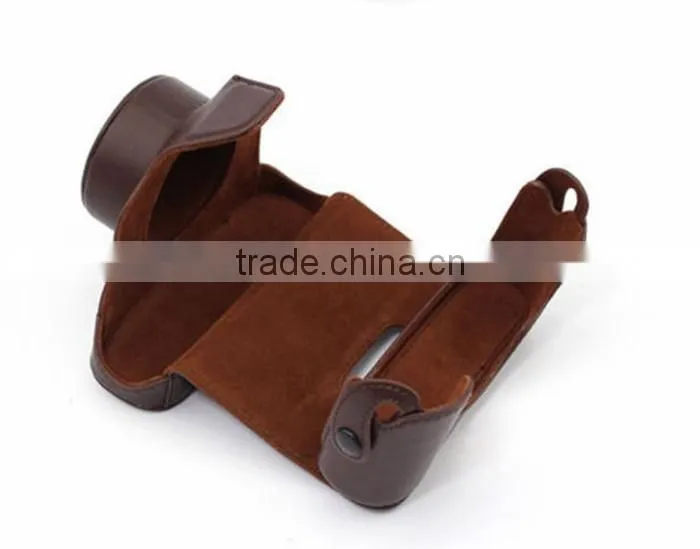 Factory high quality brown stylish PU leather Camera Bag in Dongguan