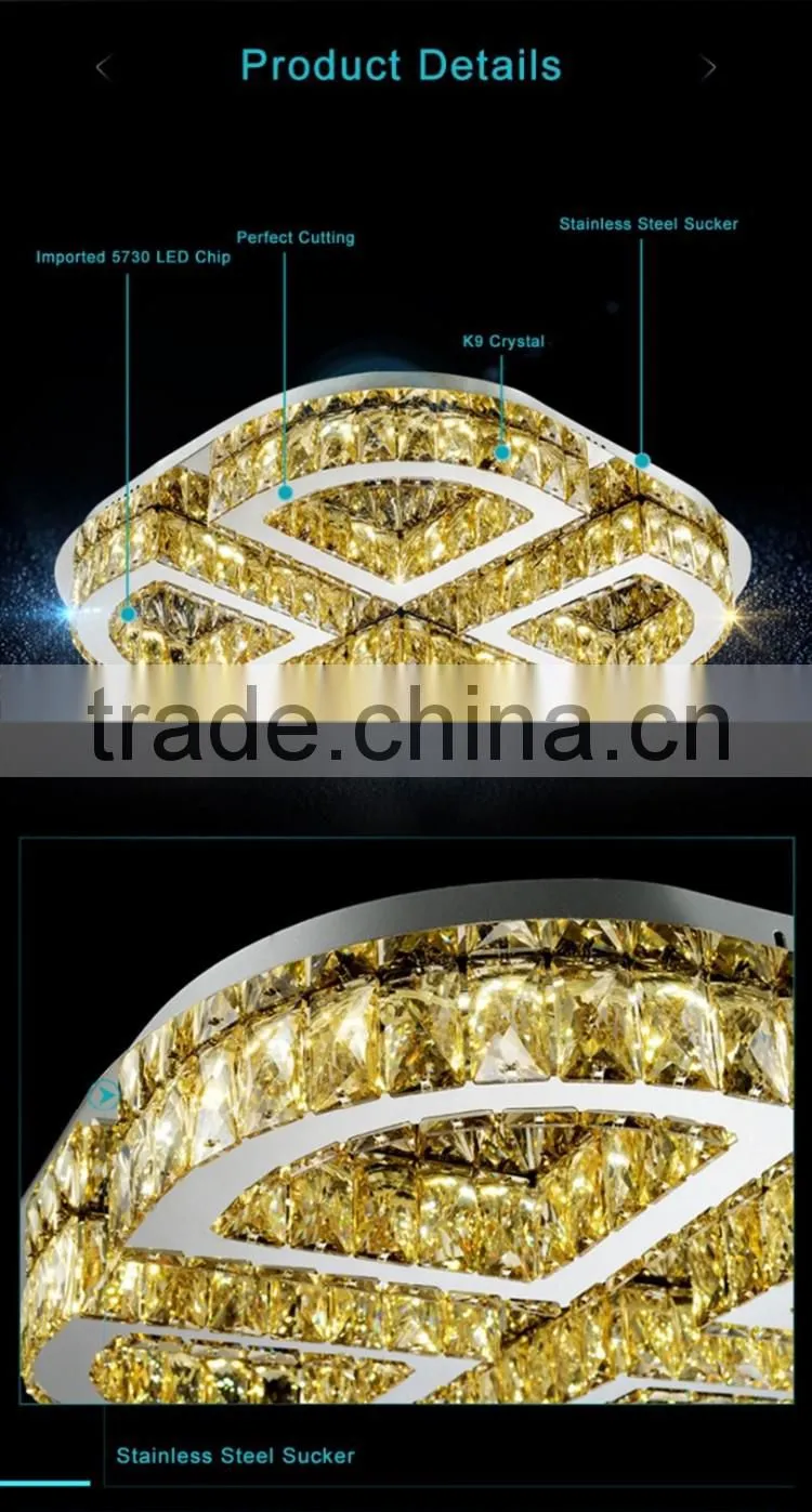 Hot Selling 60W LED Ceiling Lamp Stainless Steel K9 Crystal Decoration Ceiling Lamp
