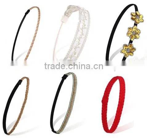 beauty Women Lady Lace Pearl Beads Headband Hairband Elastic Hair Head Band
