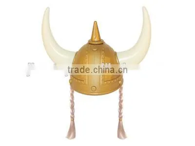 Golden Warrior Plastic Viking Helmet with Light Up Horns Flashing Purple Light