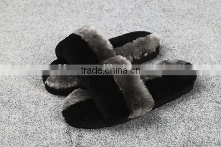 Many Colors Soft Warm Two Tone Sheared Rex Rabbit Fur Slipper