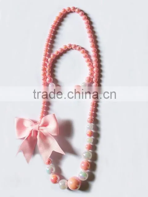 Candy colorful beaded necklace bracelet set with silk flower for kids