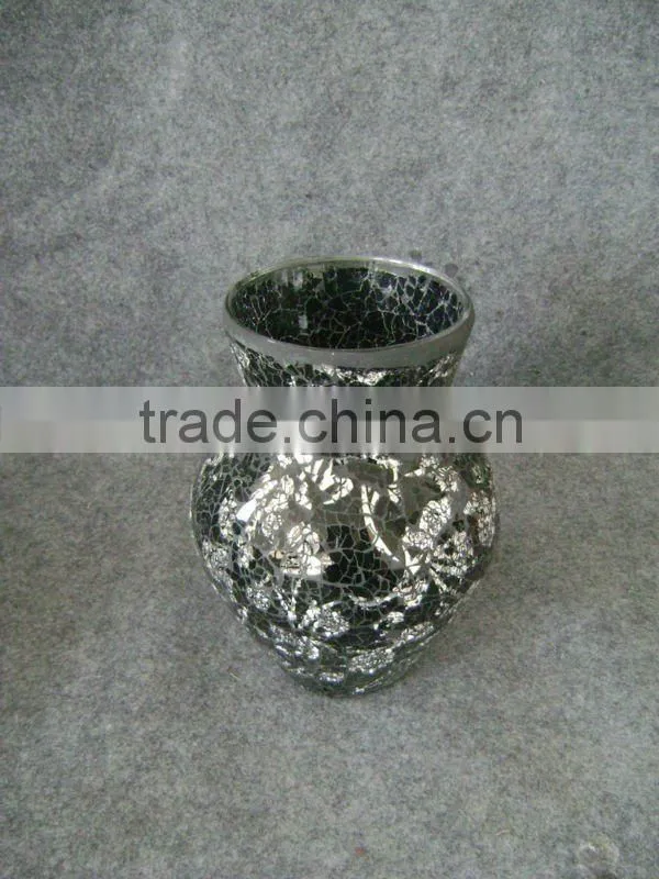 home deco crackle mosaic glass vase, 4pcs set