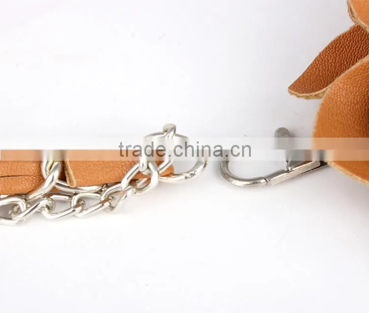 Fashion PU Flower Metal Waist Chain Female Belt SWF-W15062926