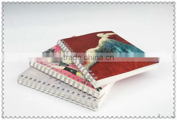 2014 high quality paper with plastic cover spiral notebook printing