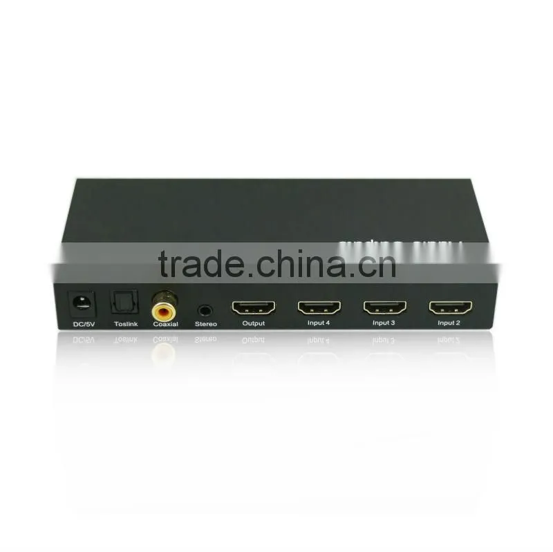 HDMI Switcher 4 input 1 output with Audio Support 3D coaxial toslink stereo 3.5mm audio