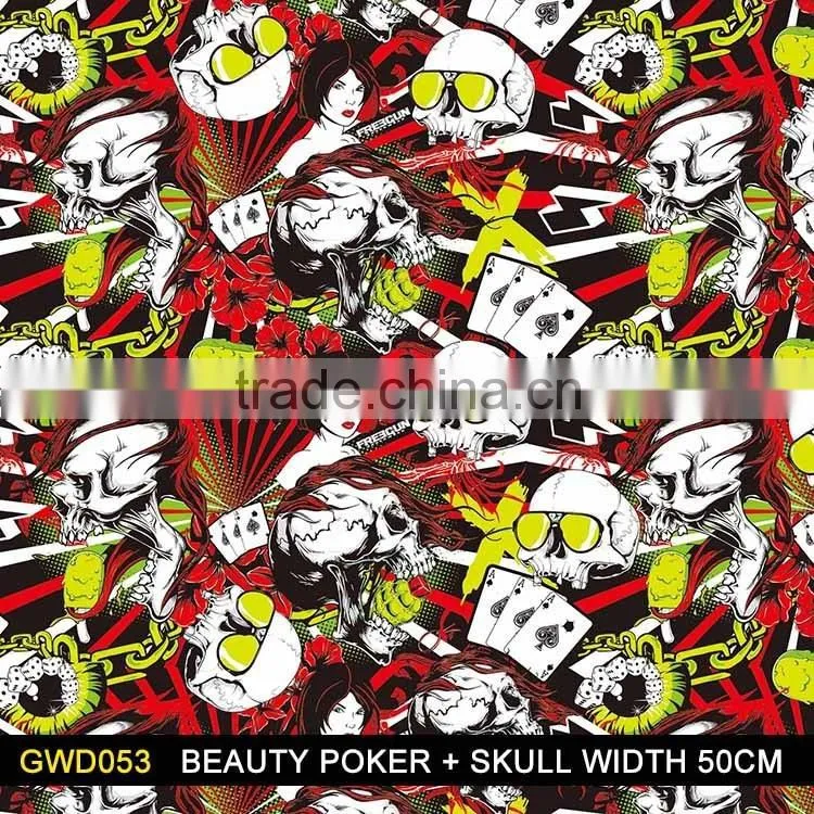 2016 width 100cm GWR081 flaming skull pattern hydrographics film pva water transfer printing film