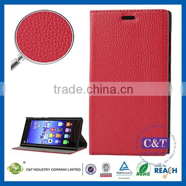 C&T New Fashionable foldable book style leather case for xiaomi mi3