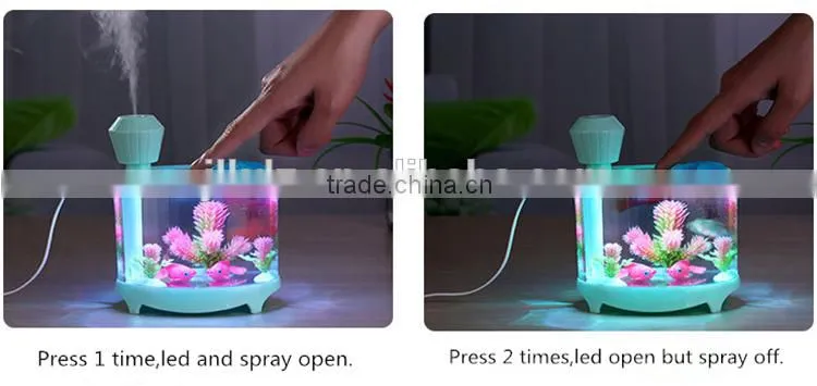 USB personal ultrasonic humidifier cool mist air purifier with led light fish tank function