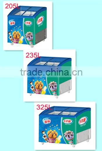 Curved Double Door Ice Cream Showcase freezers
