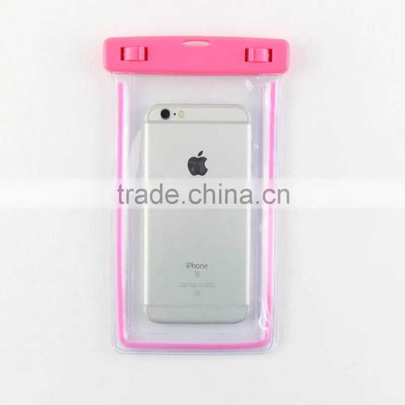 Cell Phone Waterproof Case Dry Pouch Bag with glow stick