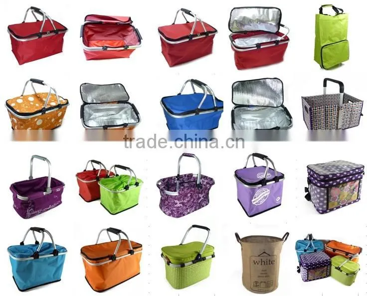 aluminium frame collapsible 600D polyester insulated picnic basket