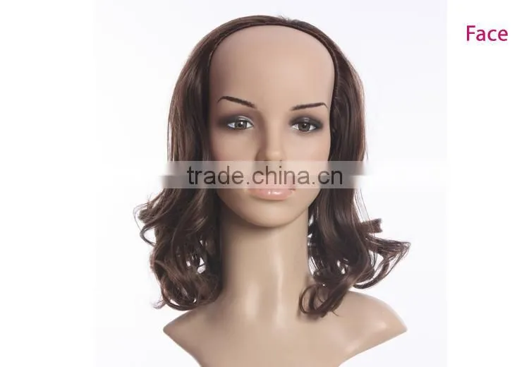 Wholesale cheap u part monofilament wig synthetic hair wig kinky curly u part half wig