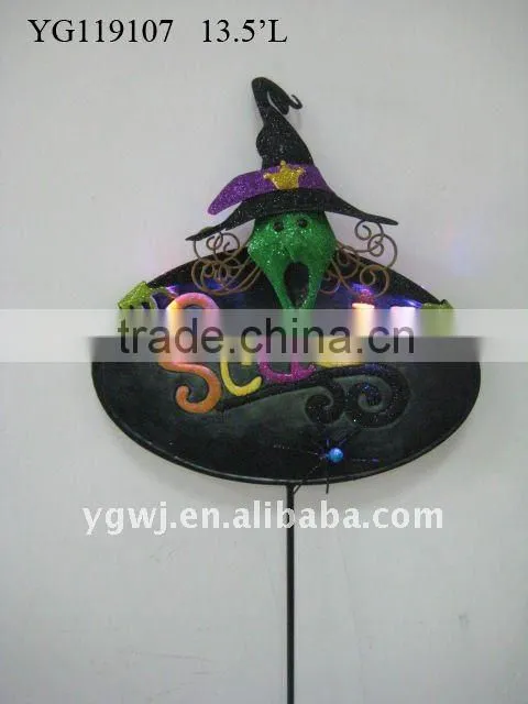 metal halloween pumpkin stake with light (119109)