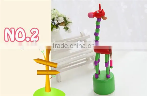 Pop-up giraffe wooden puppet Push finger toy