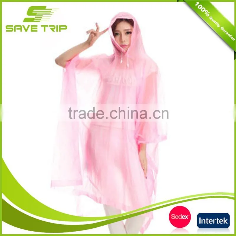 Eco-friendly Material Colorful Emergency Waterproof Disposable PE Poncho with hood