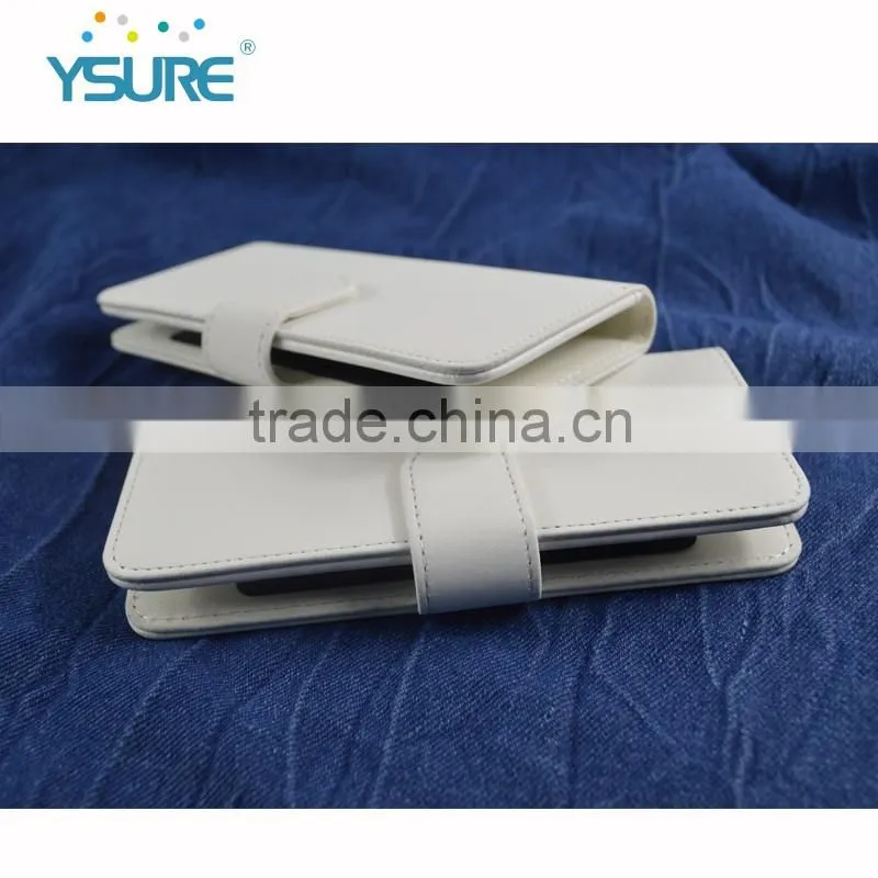 2016 Hot Sales Snow White PU Leather Case for Universal Mobile Phones with Sucker and Sliding up and down