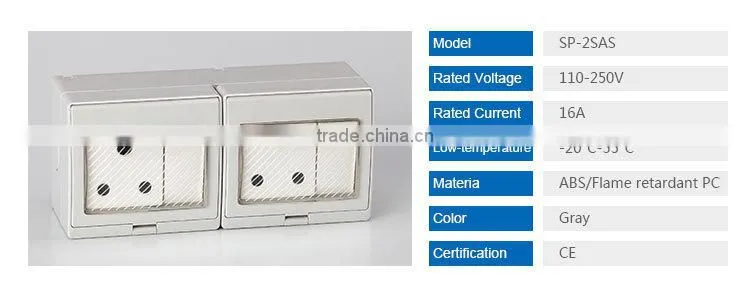 Waterproof Socket With Transparent Cover Waterproof Slide Switch(SP-2SAS)
