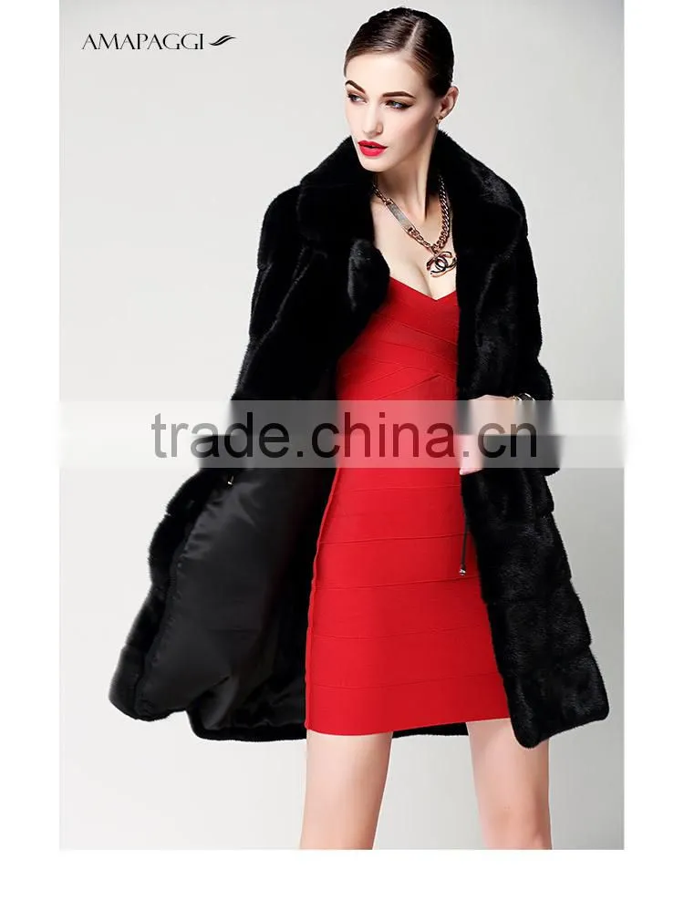 2015 popular winter real mink fur coat for womens