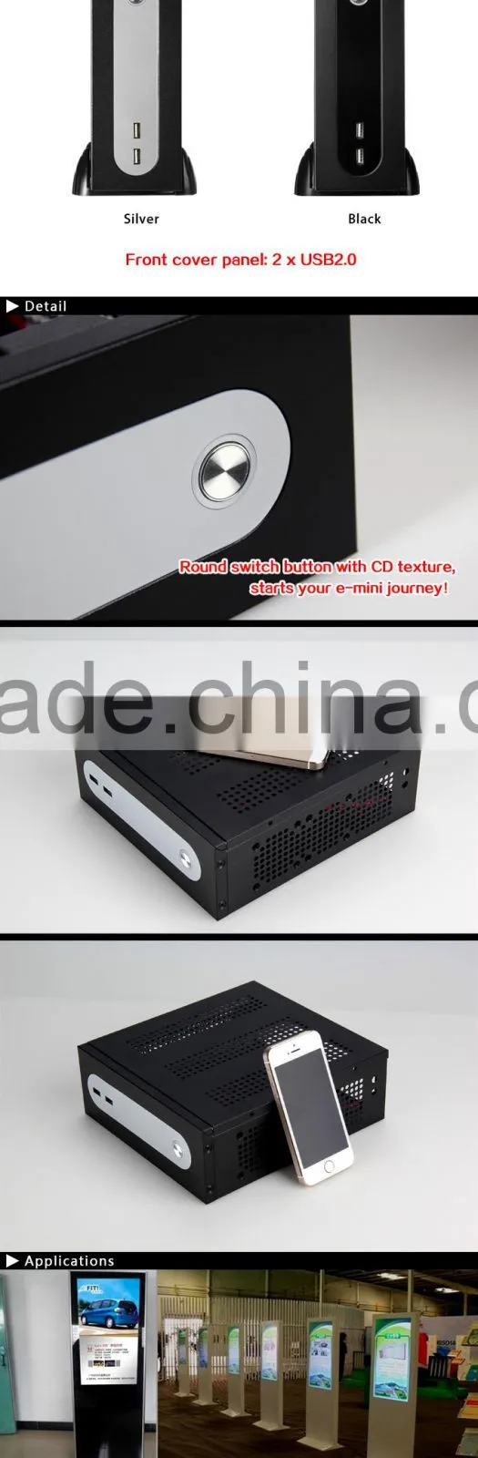Realan G3 Mini ITX Desktop Tower With Power Supply, WIFI USB HDD, 6 COM Ports, SGCC 0.5mm Computer Tower Case