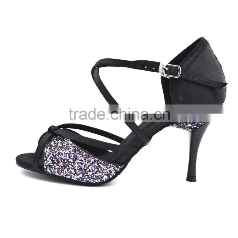 Evkoo shiny latin dance shoes with leather soft sole salsa dance shoes close toe dance shoes