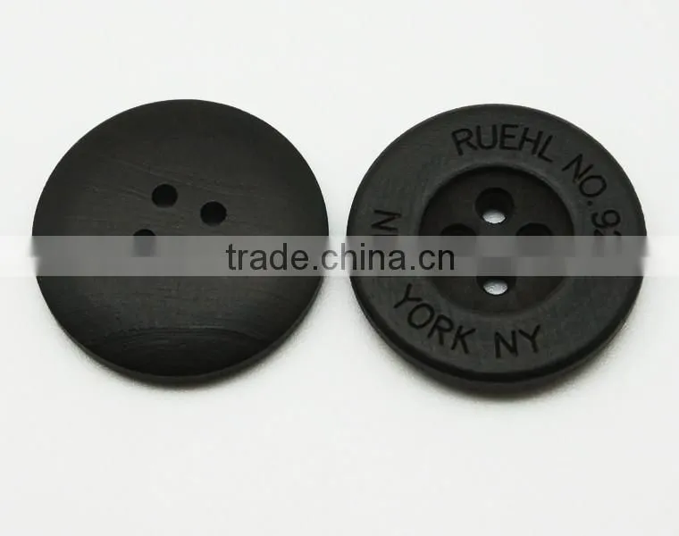 Black 4 Holes Real Wood Buttons with Logo Engraved on
