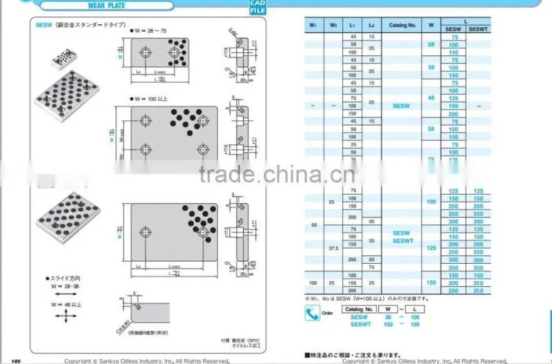 SESW bronze oilless wear plate