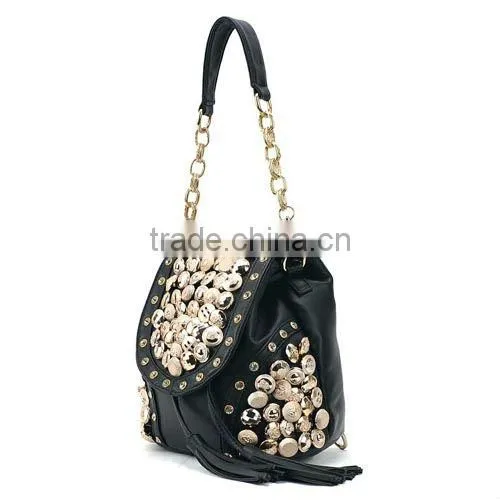 2015 New Model Korean Fashion Button Diamond Retro Popular Tassel Backpack/Crossbody Bag (BCC029-1)