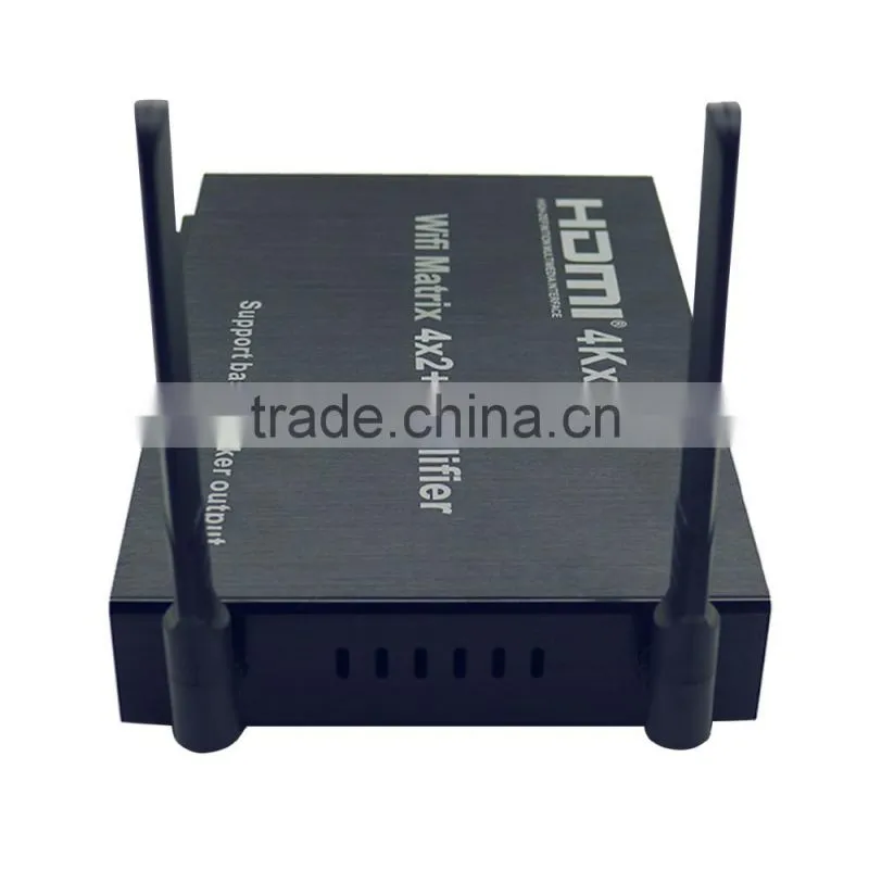 WIFI HDMI Matrix 4x2 + Amplifier (Support IOS/Android WIFI display, 4Kx2K,Bass/speaker output)