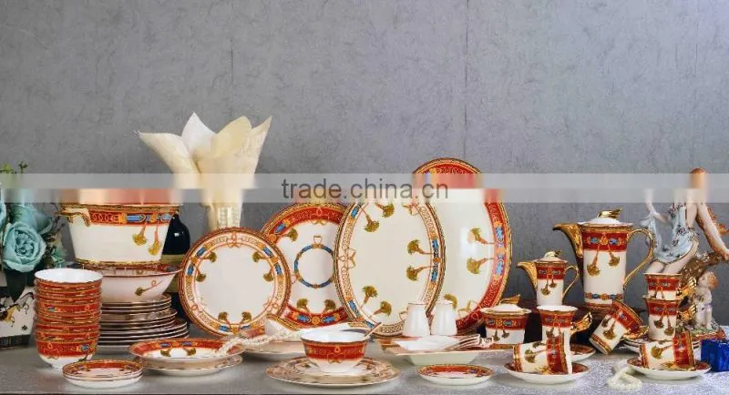 New design porket watch pattern 69pcs bone china dinnerware set for six
