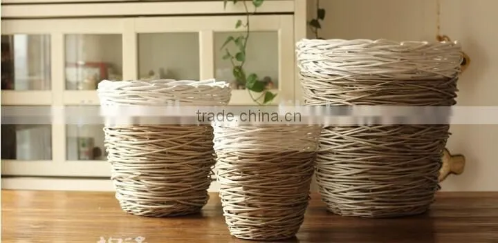 handmade plastic lined antique wicker tea cup flower plant pot decorative plant pots indoor