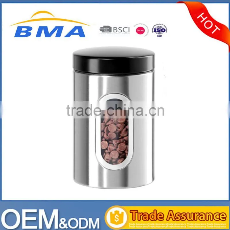 Kitchen Stainless Steel Coffee Jar With Window Show