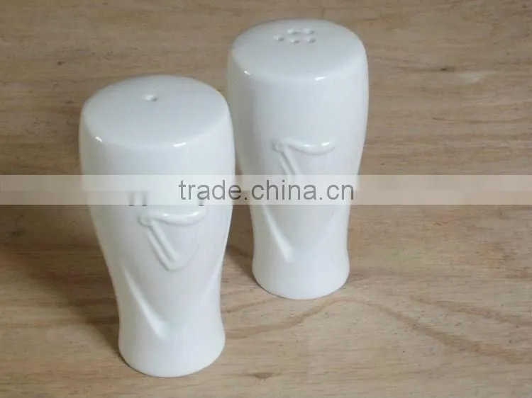 wholesale custom logo ceramic porcelain white salt and pepper shaker cruet set