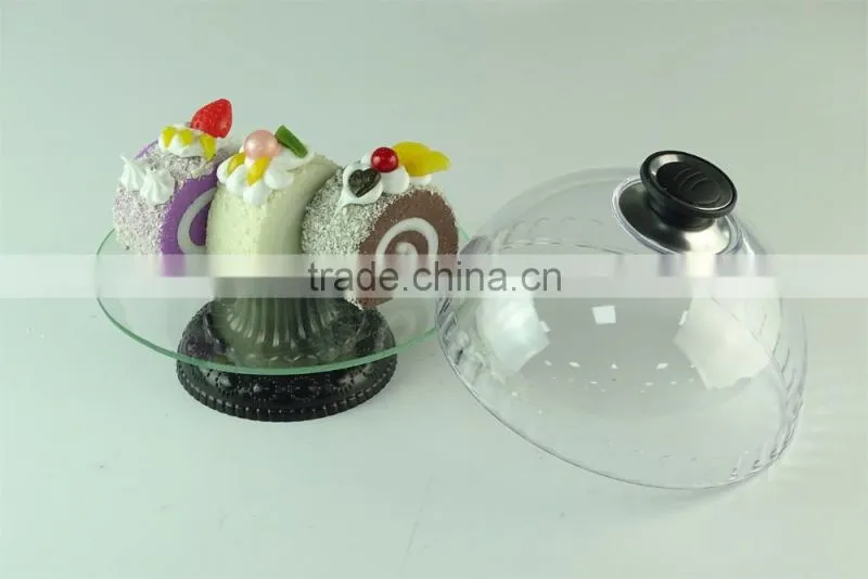 360 degree glass dessert/cake stand holds up to 16cm with clear lid for sale