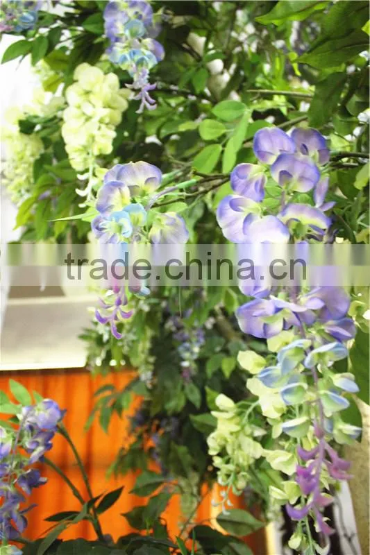 Home garden deco 50cm to 400 cm hight artificial white mix purple large Chinese wistaria EDHS1501 1605
