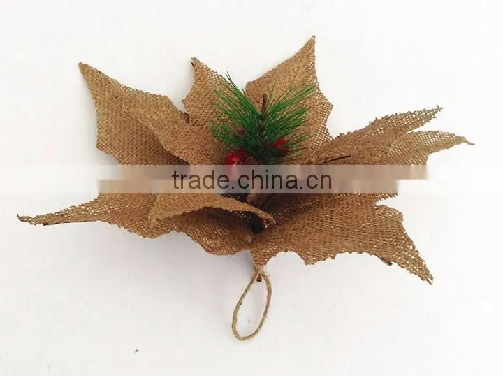 new products to sell artificial burlap poinsettia flowers for sale for Christmas decor